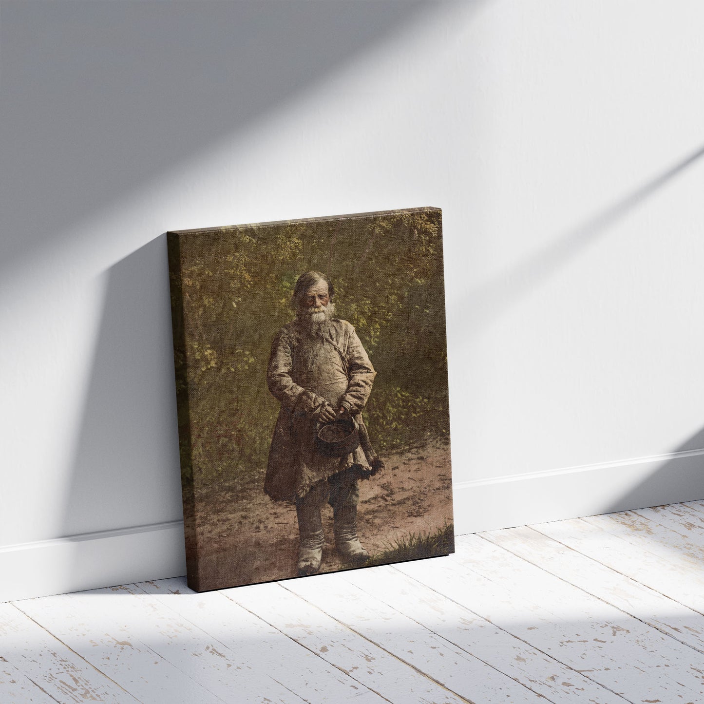 A picture of Mendiant Russe, a mockup of the print leaning against a wall