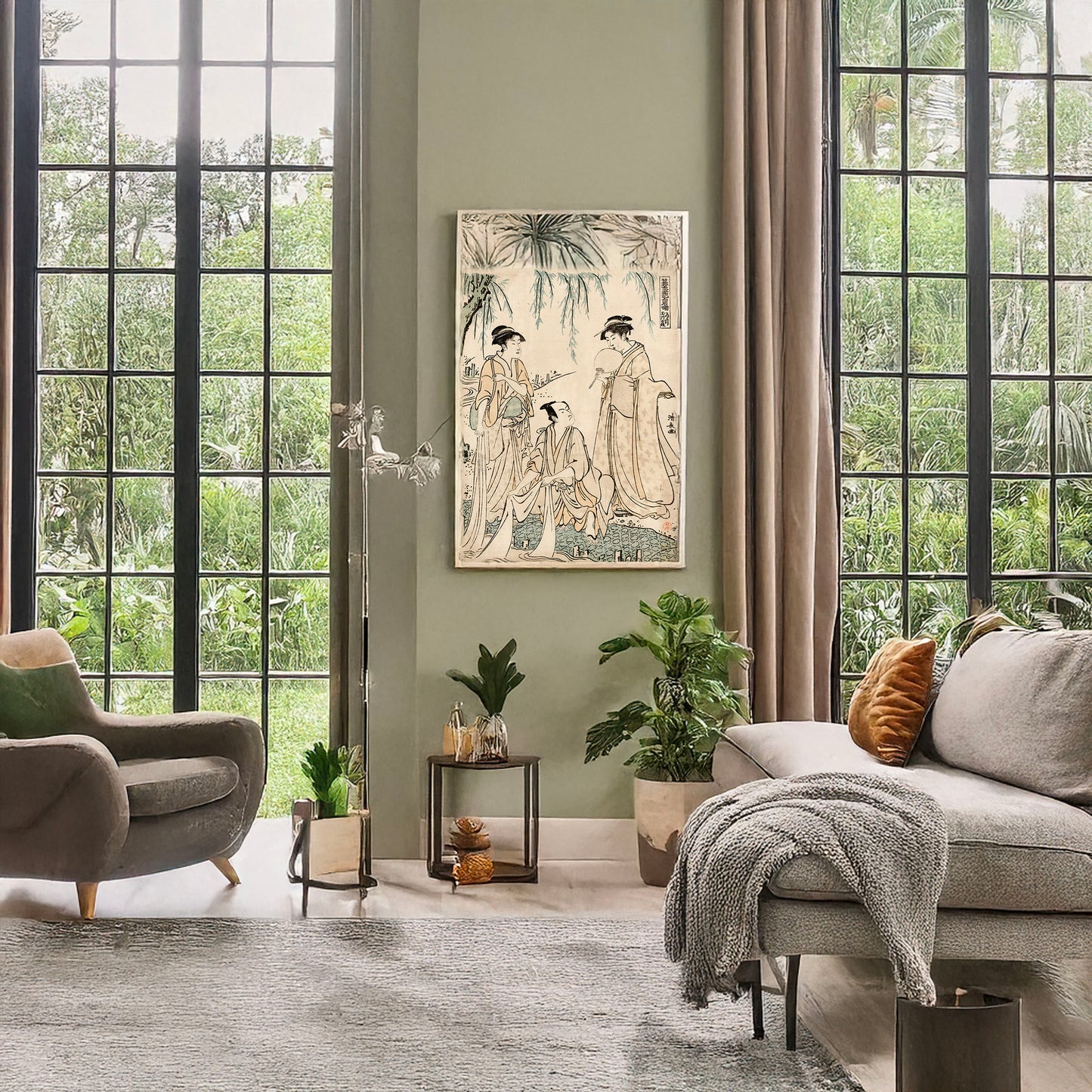 A picture of Michiyuki tamagawa no dan, a mockup of the print leaning against a wall