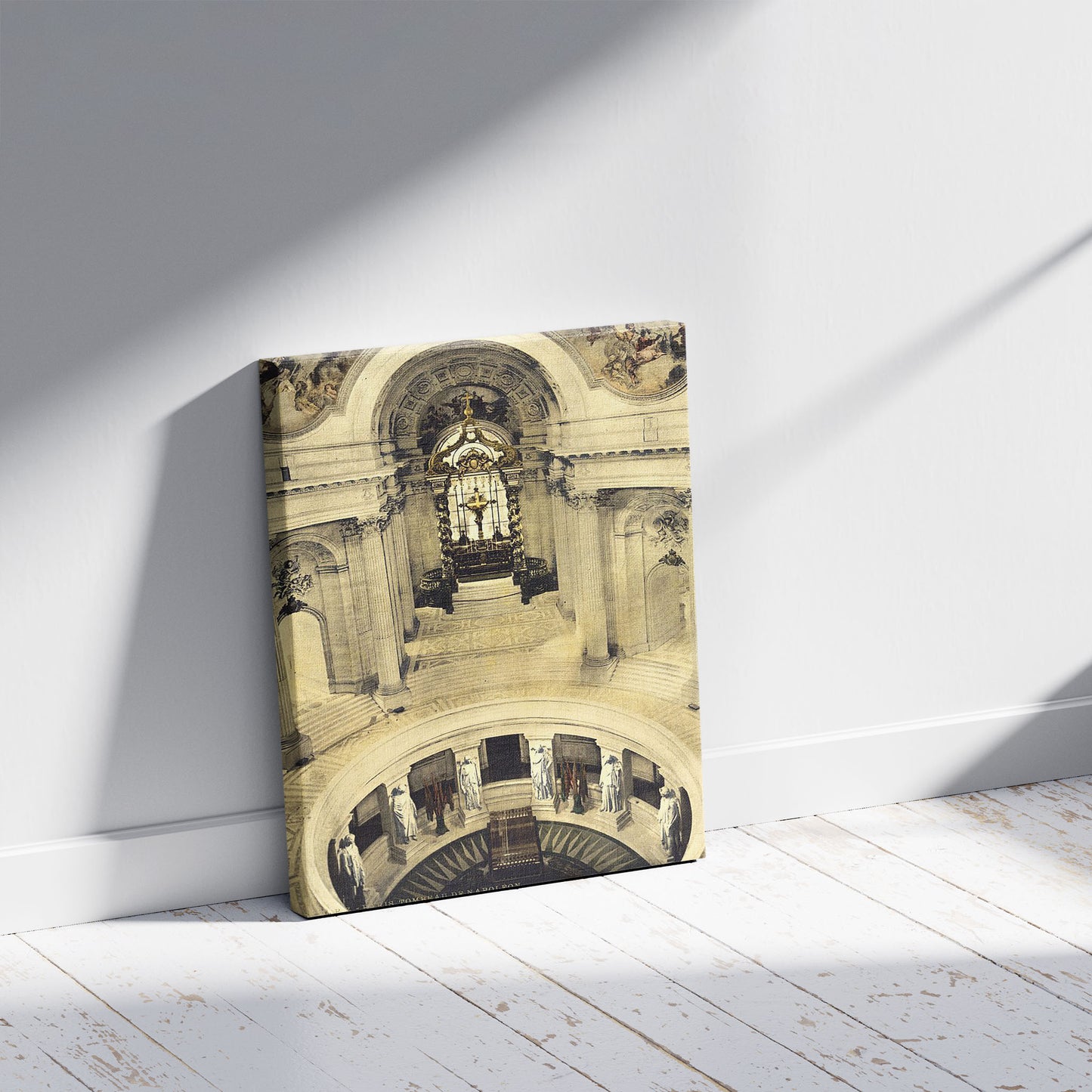 A picture of Napoleon's tomb, Paris, France, a mockup of the print leaning against a wall