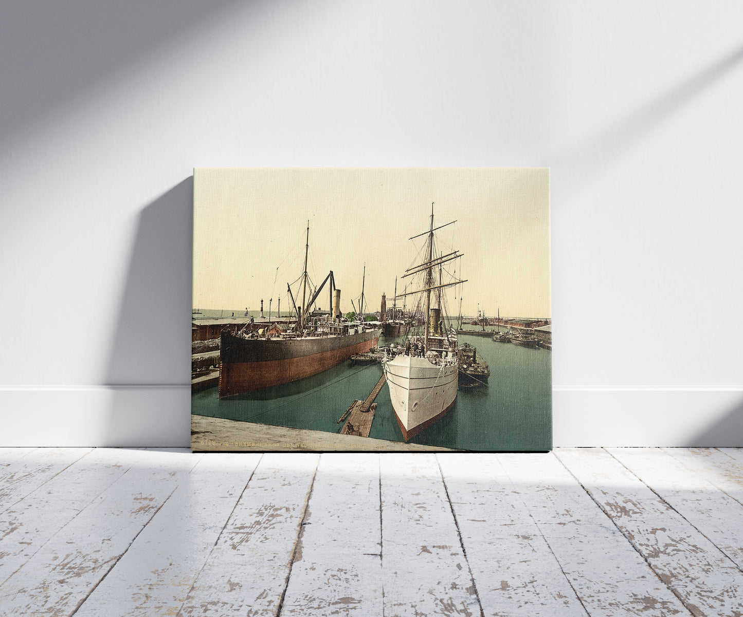 A picture of New Harbor and the Lighthouse, Bremerhafen, Hanover (i.e., Hannover), Germany