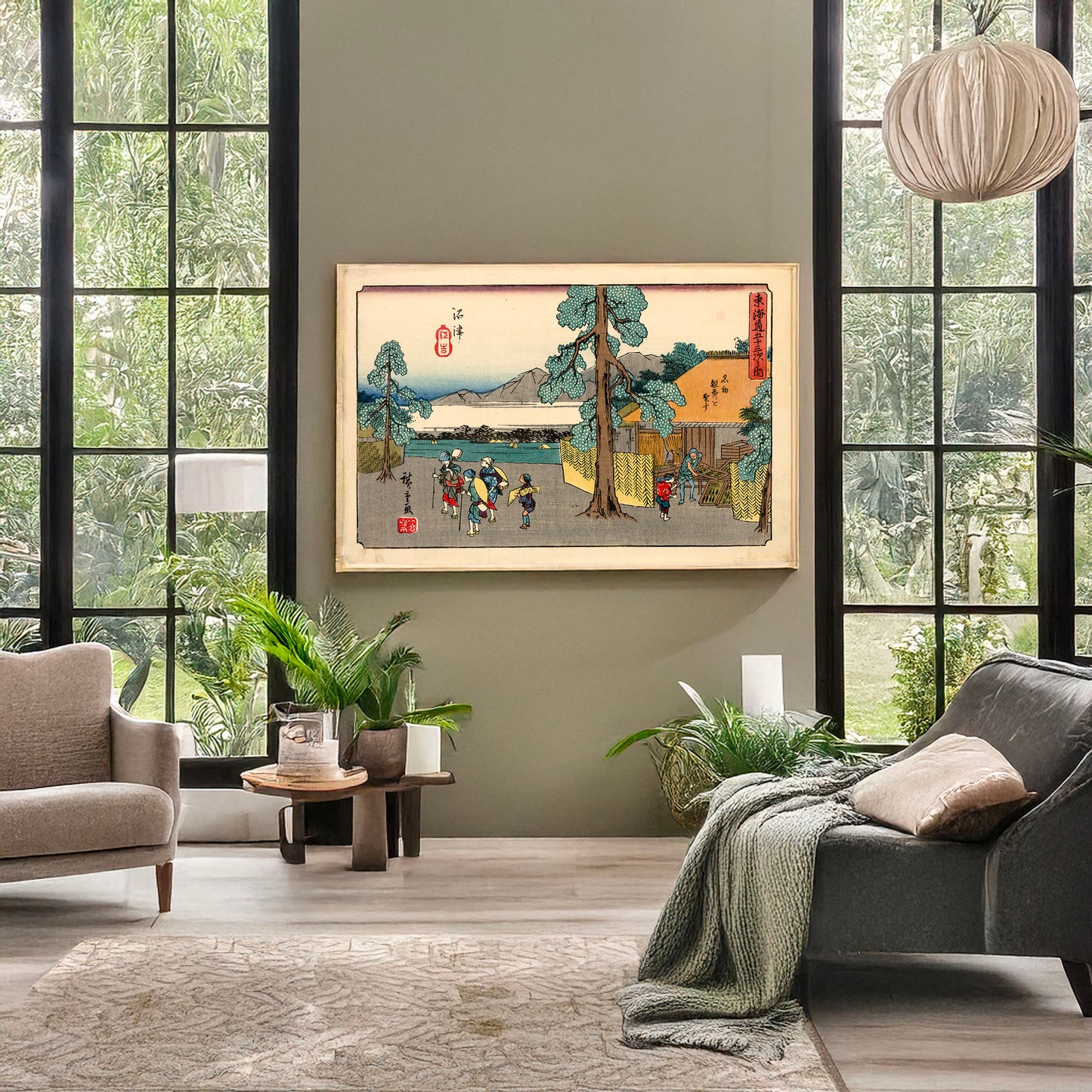 A picture of Numazu, a mockup of the print leaning against a wall