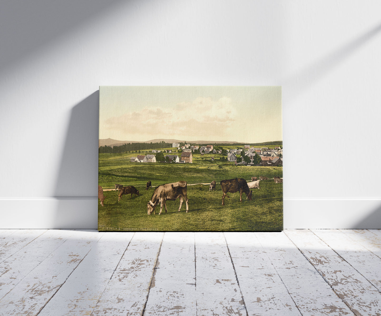 A picture of Oberhof, I., Thuringia, Germany, a mockup of the print leaning against a wall