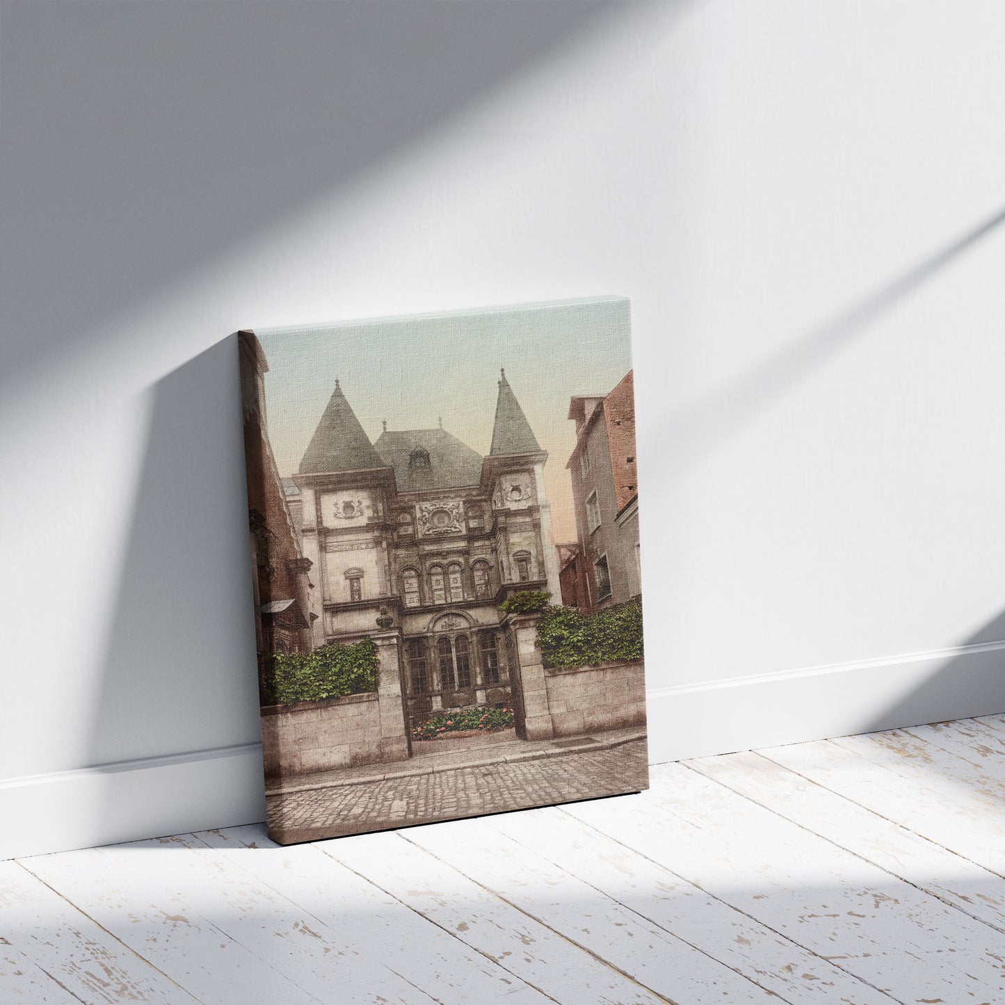 A picture of Orleans. Maison de Diane de Poitiers, a mockup of the print leaning against a wall