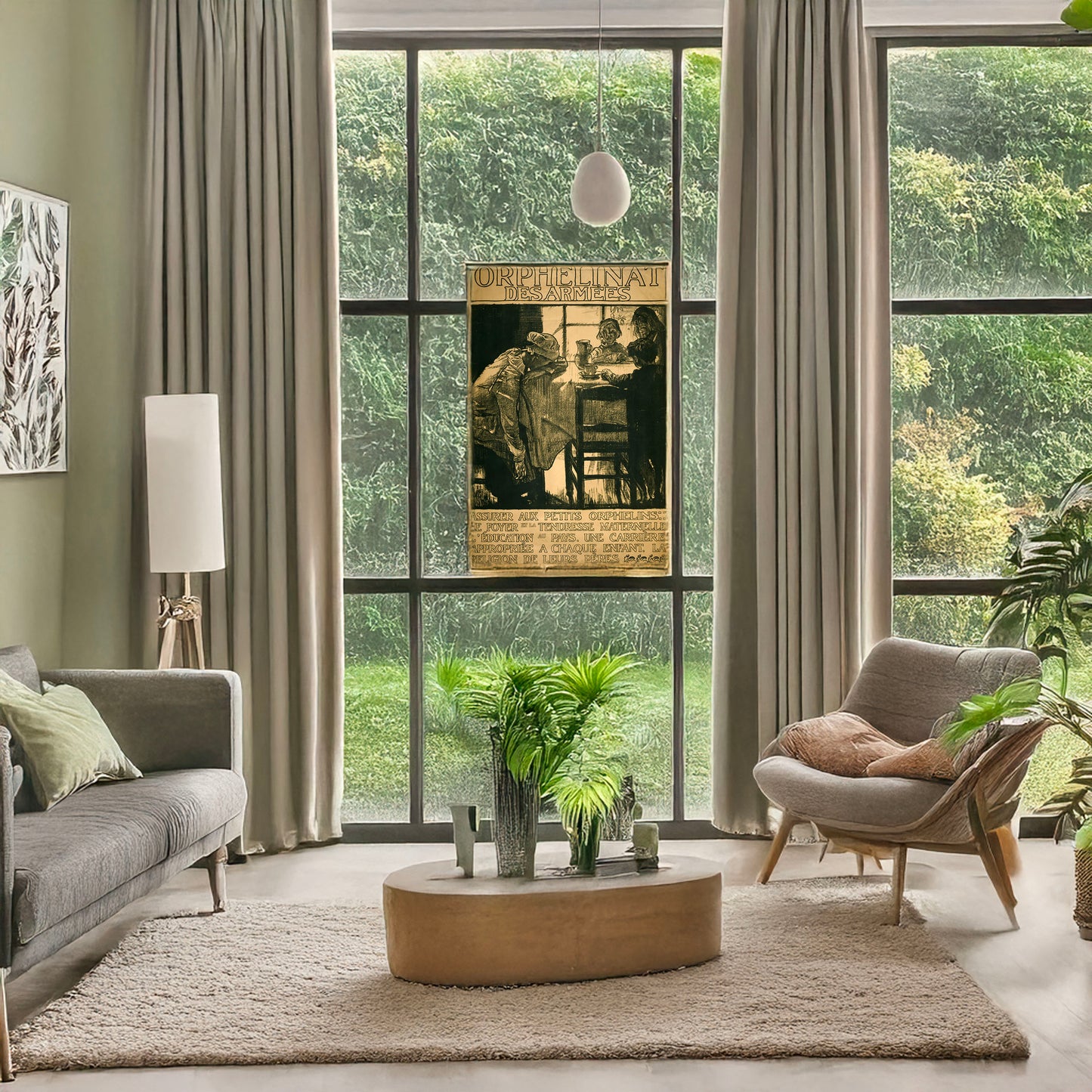 A picture of Orphelinat des armée, a mockup of the print leaning against a wall