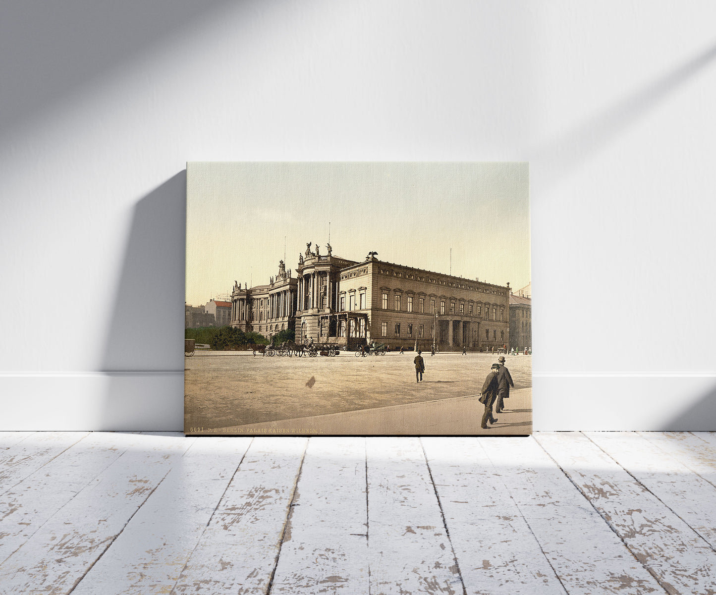 A picture of Palace of William, Berlin, Germany, a mockup of the print leaning against a wall