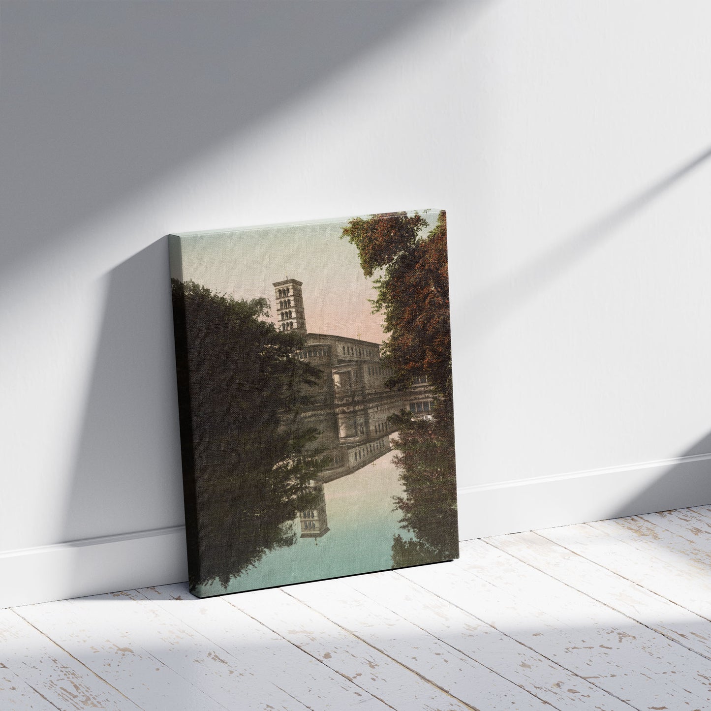 A picture of Potsdam. Die Friedenskirche, a mockup of the print leaning against a wall