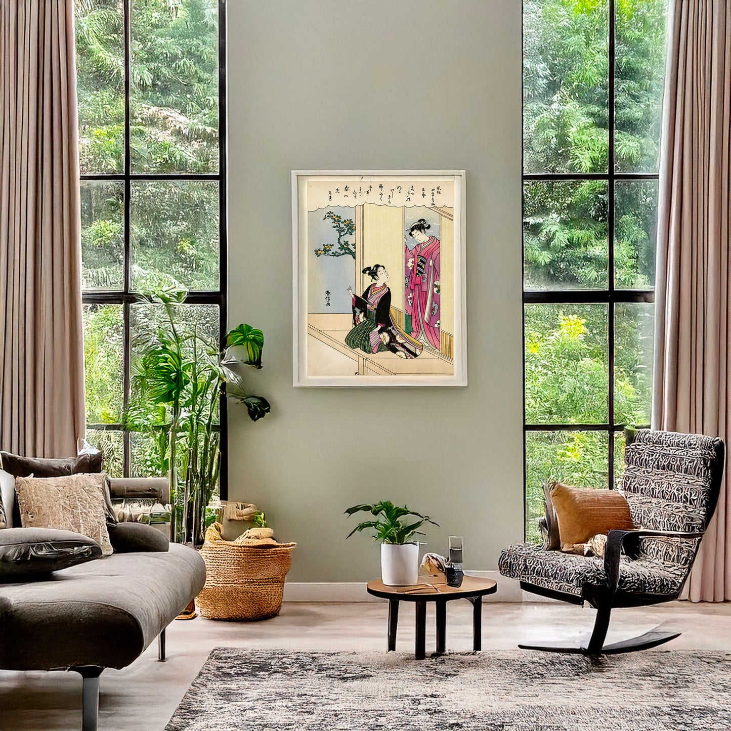 A picture of Risshun, a mockup of the print leaning against a wall