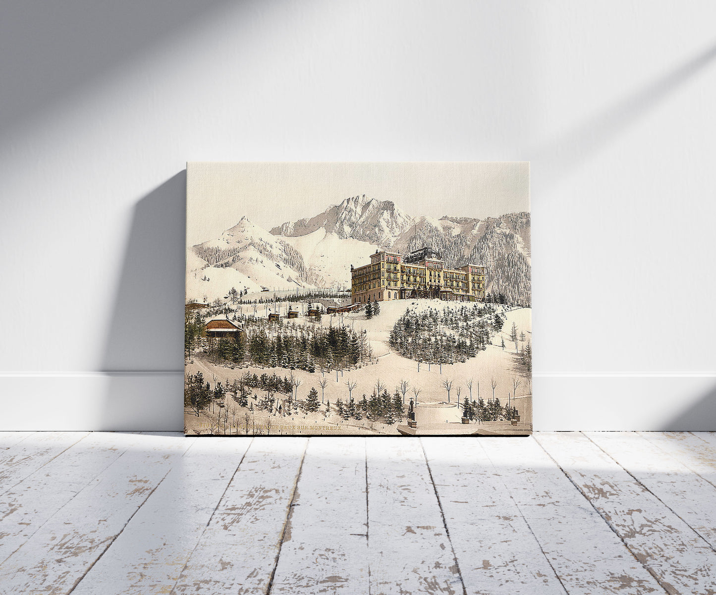 A picture of Rochers de Naye, and Hotel de Caux, in winter, Geneva Lake, Switzerland