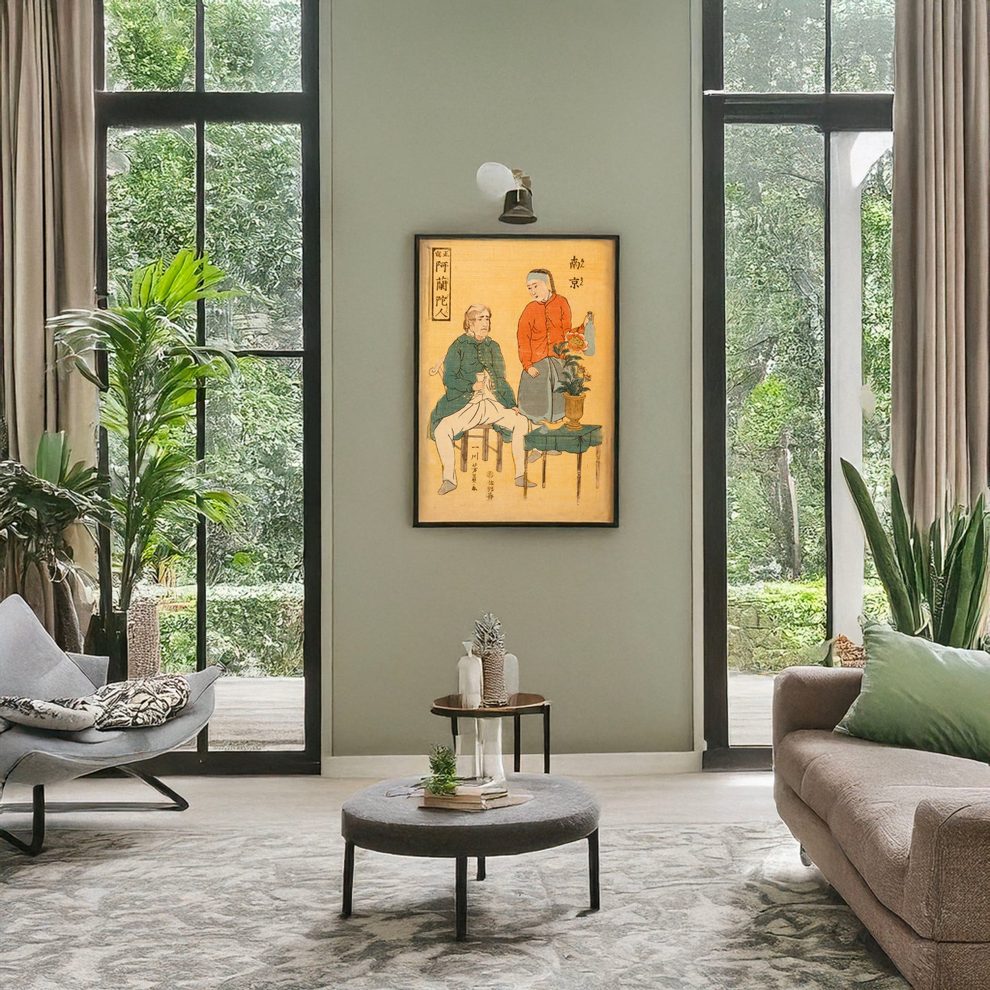 A picture of Seisha - Orandajin, Nankin, a mockup of the print leaning against a wall