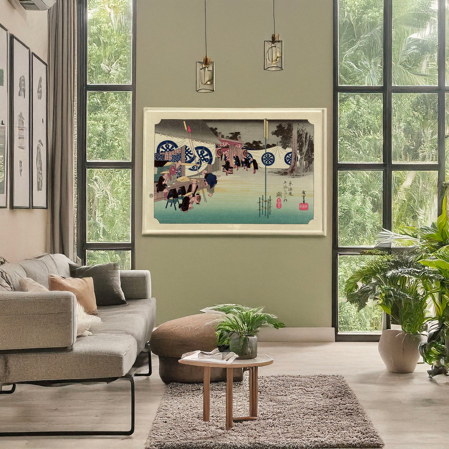 A picture of Seki, a mockup of the print leaning against a wall