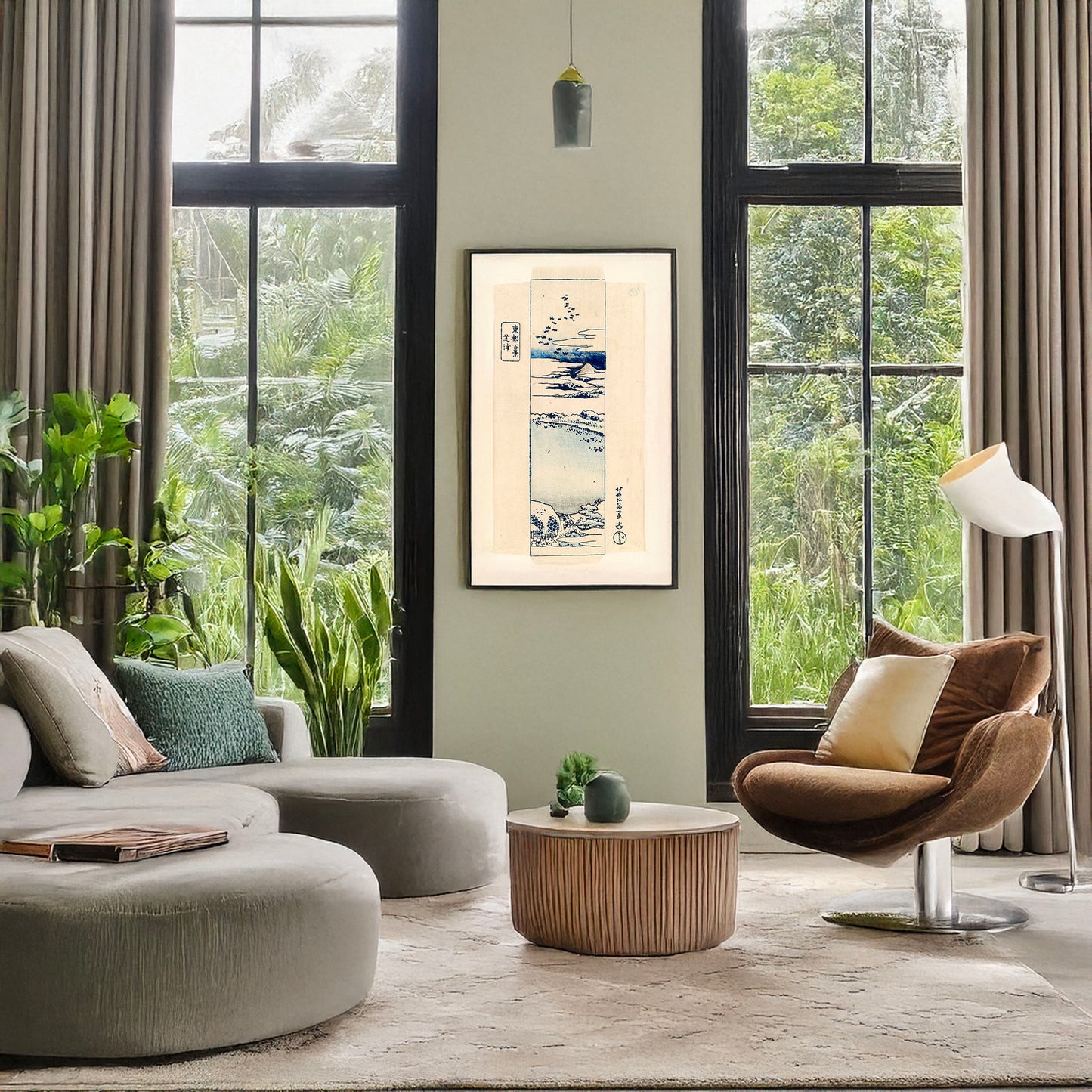 A picture of Shibaura, a mockup of the print leaning against a wall