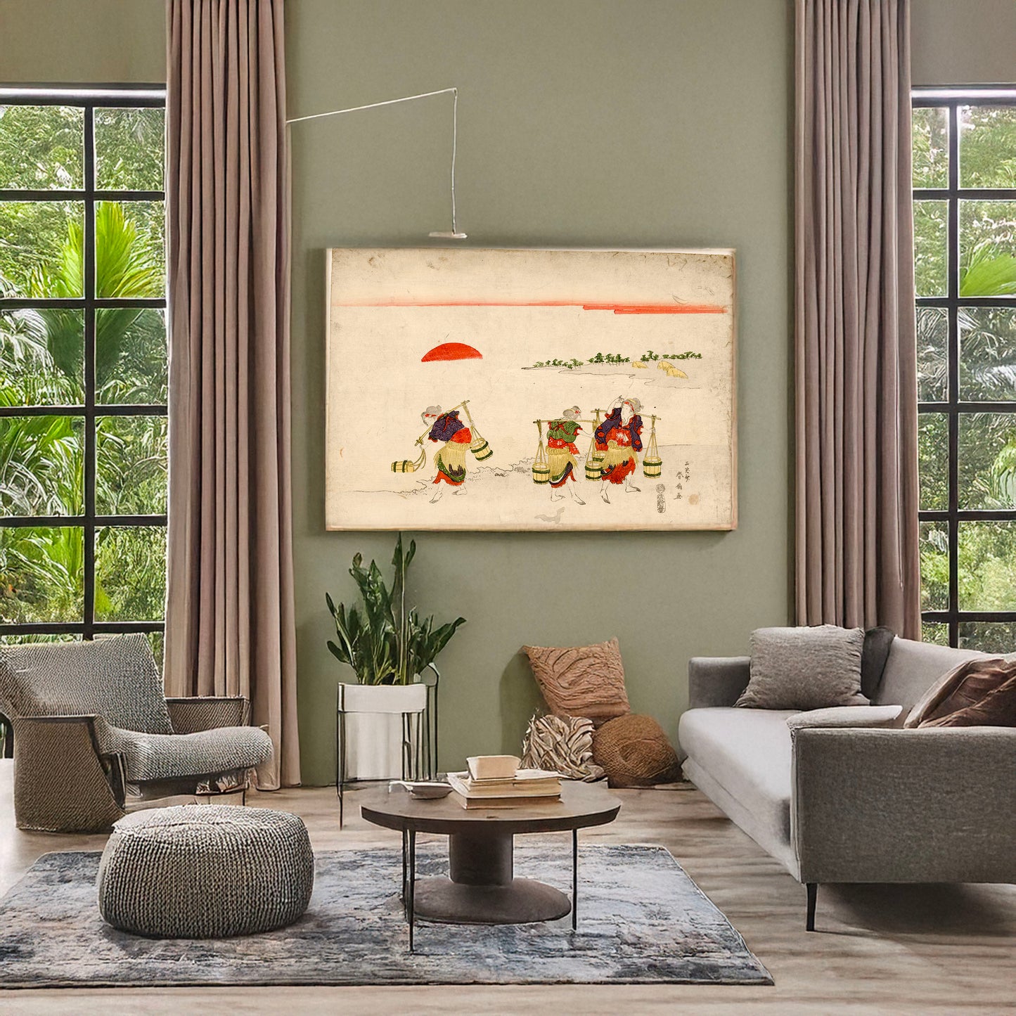 A picture of Shiokumi, a mockup of the print leaning against a wall