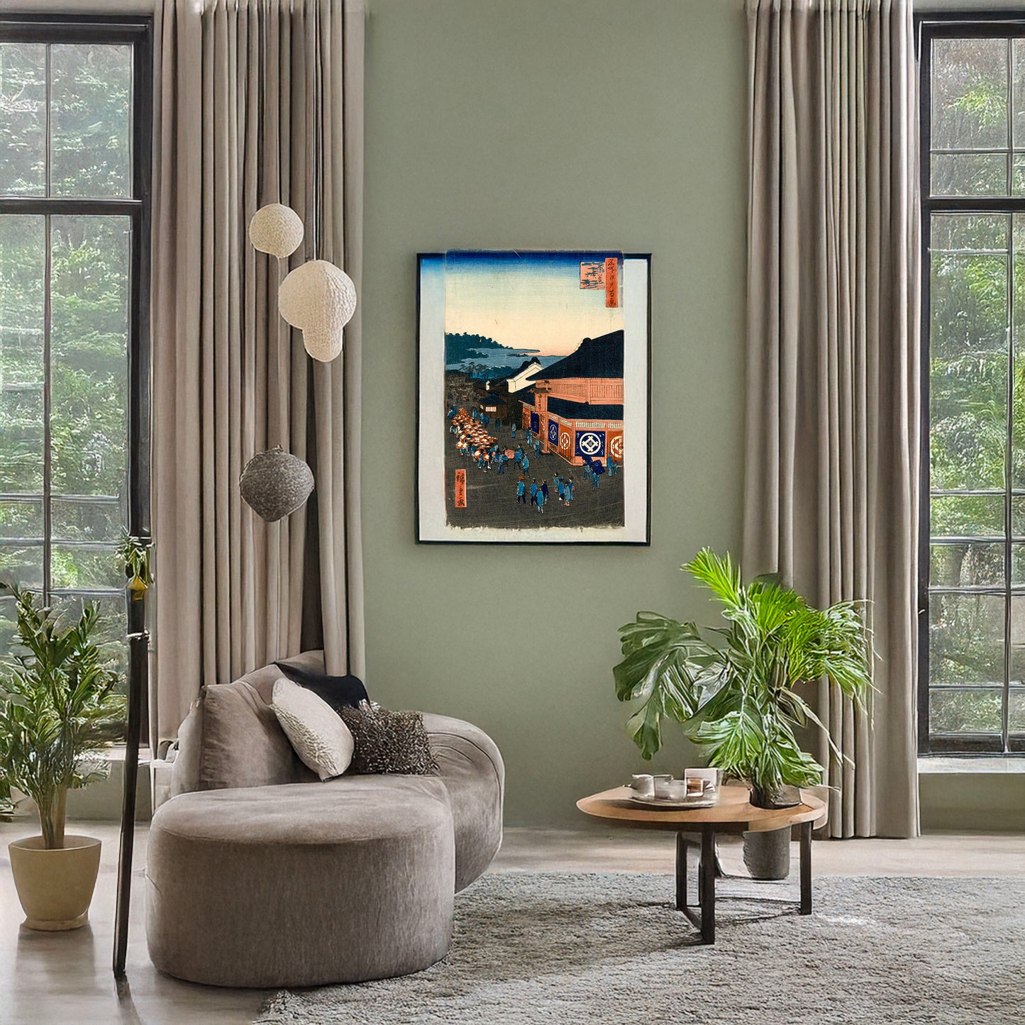A picture of Shitaya hirokōji, a mockup of the print leaning against a wall