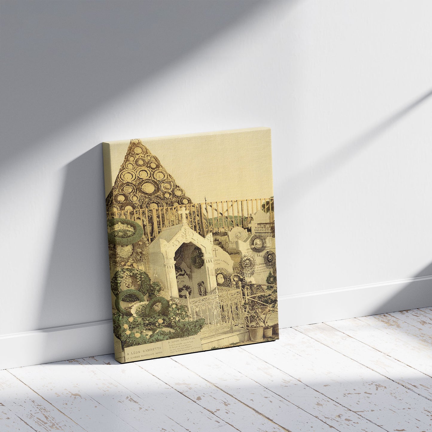 A picture of Shrine to Léon Gambetta, Paris, France, a mockup of the print leaning against a wall