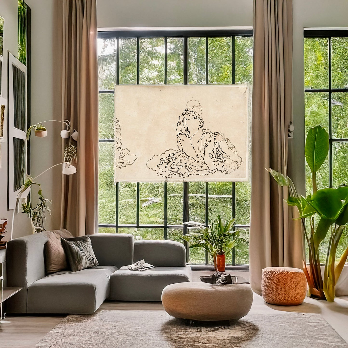 A picture of Sō, a mockup of the print leaning against a wall