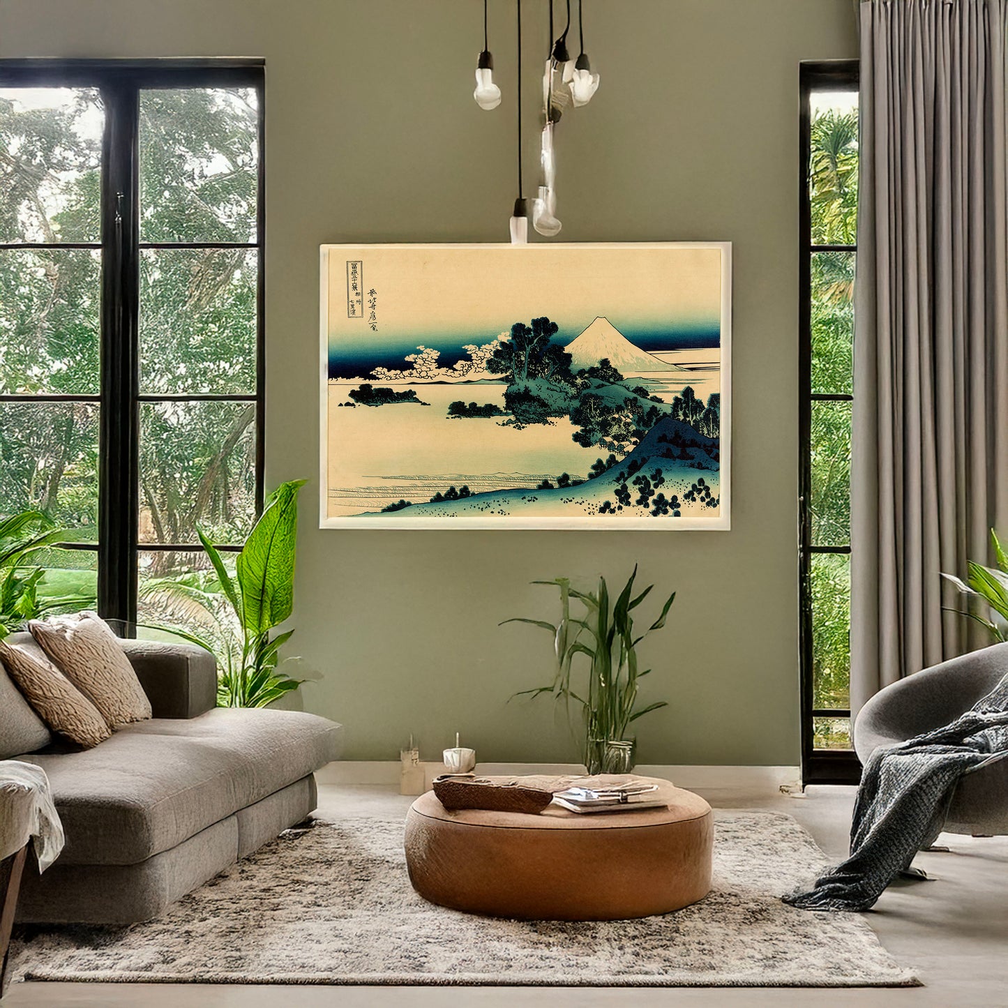 A picture of Soshū shichirigahama, a mockup of the print leaning against a wall