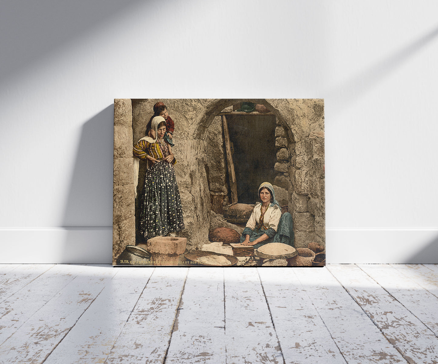 A picture of Syrian peasant making bread, Holy Land