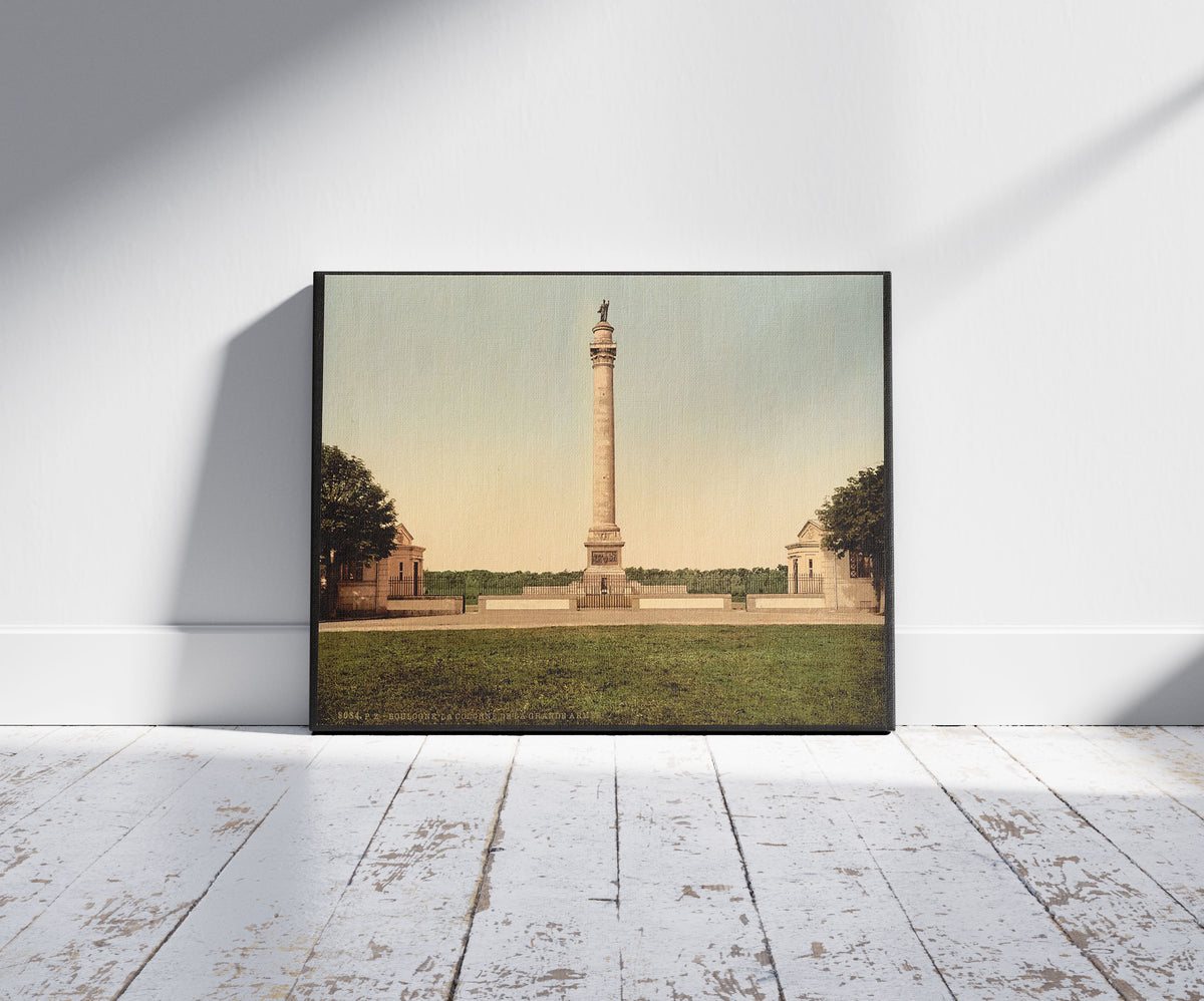 A picture of The column of the great army, Boulogne, France, a mockup of the print leaning against a wall