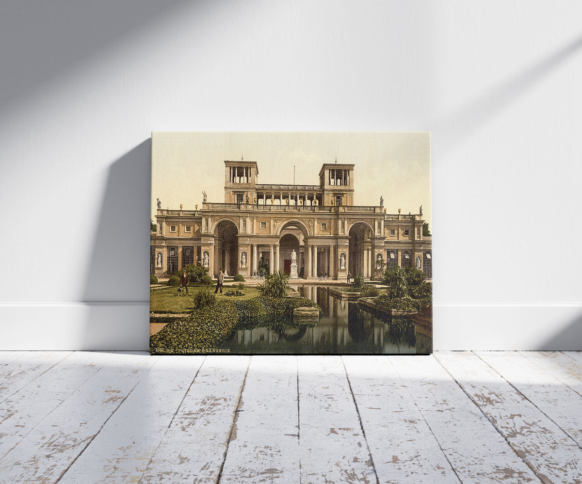 A picture of The Orangery, Potsdam, Berlin, Germany, a mockup of the print leaning against a wall