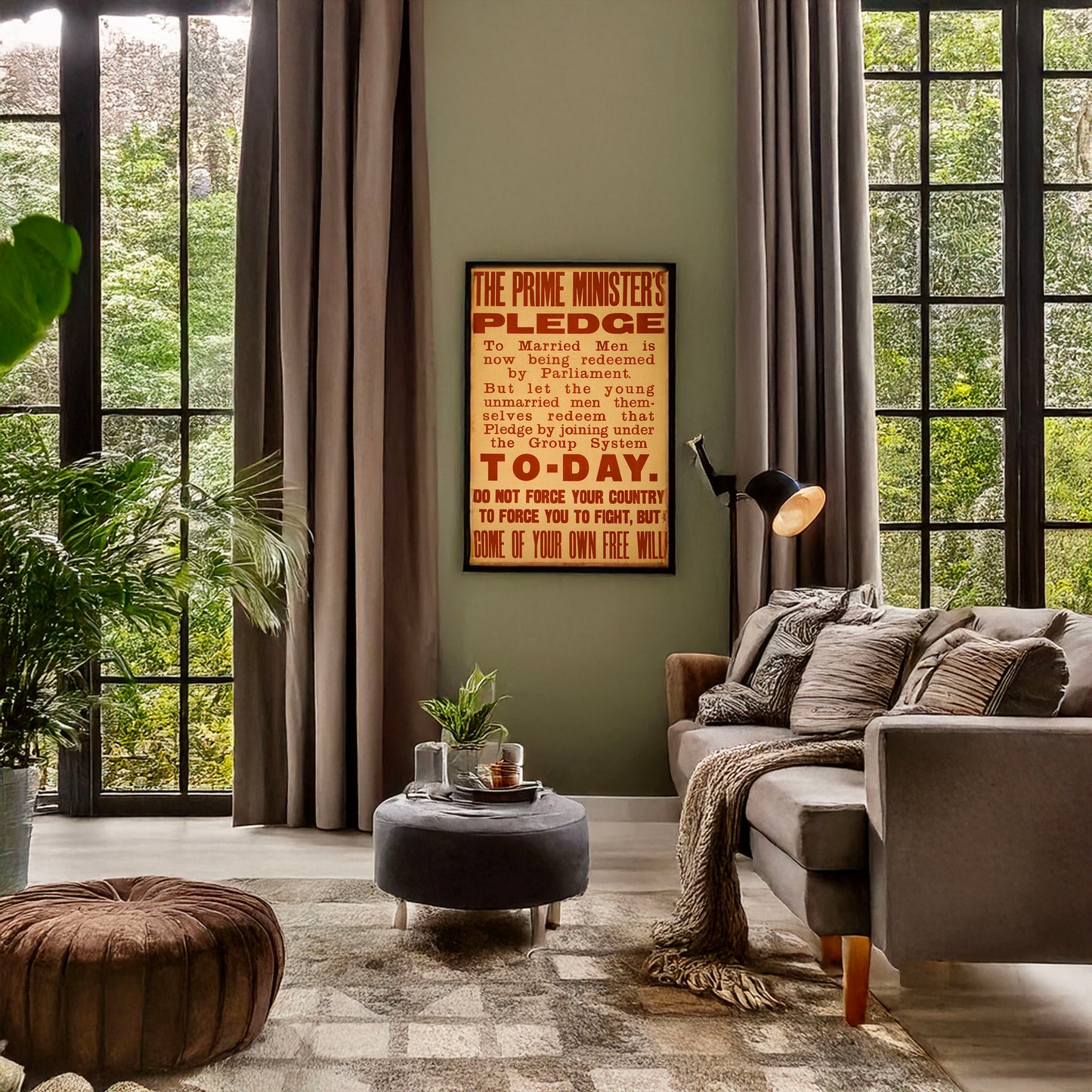 A picture of The prime minister's pledge to married men is now being redeemed by parliament, a mockup of the print leaning against a wall