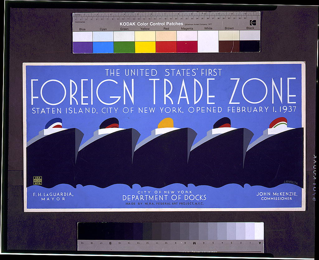 A picture of The United States' first foreign trade zone Staten Island, City of New York, opened February 1, 1937 /