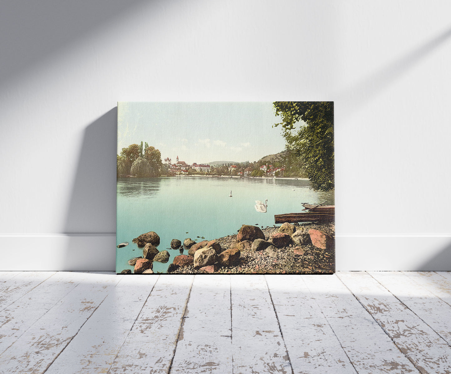 A picture of Thun with view of Lake of Thun, Bernese Oberland, Switzerland