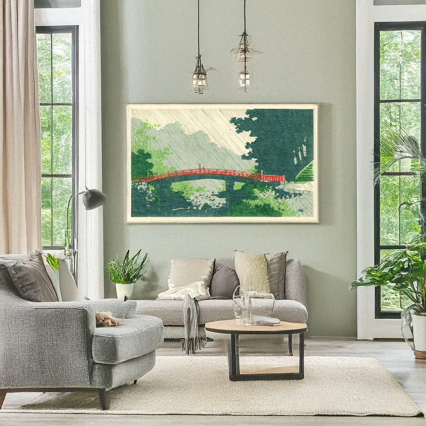 A picture of Uchū no sinkyō, a mockup of the print leaning against a wall