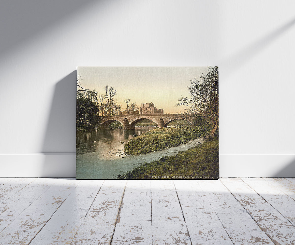 A picture of Ullswater, Broughman Castle, near Penrith, Lake District, England, a mockup of the print leaning against a wall