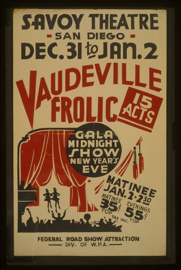 A picture of "Vaudeville frolic" Gala midnight show New Year's eve : 15 acts.