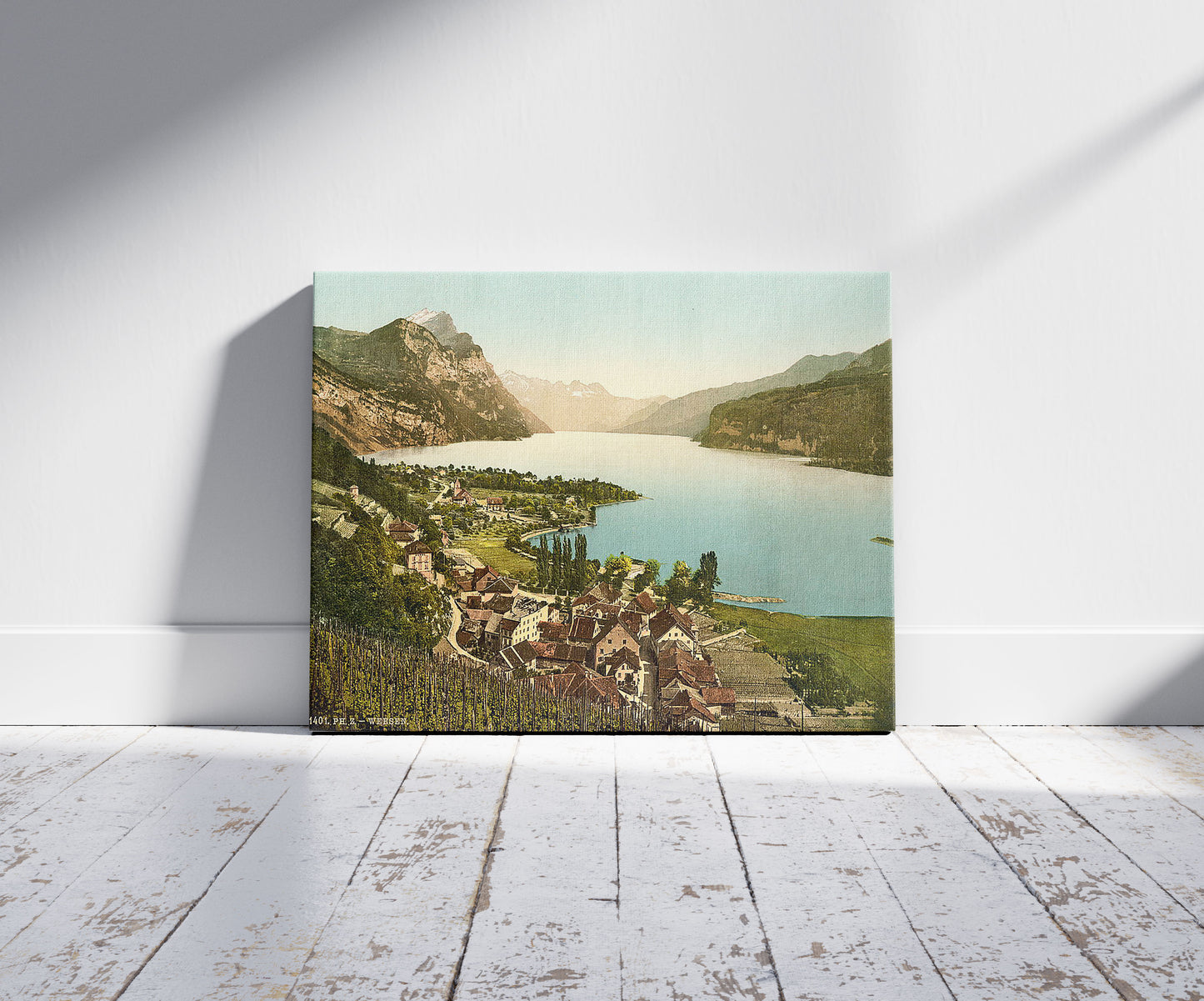 A picture of Wallenstadt Lake, Weesen, near Leistkamm and view on the mountain range of Aliver, St. Gall, Switzerland