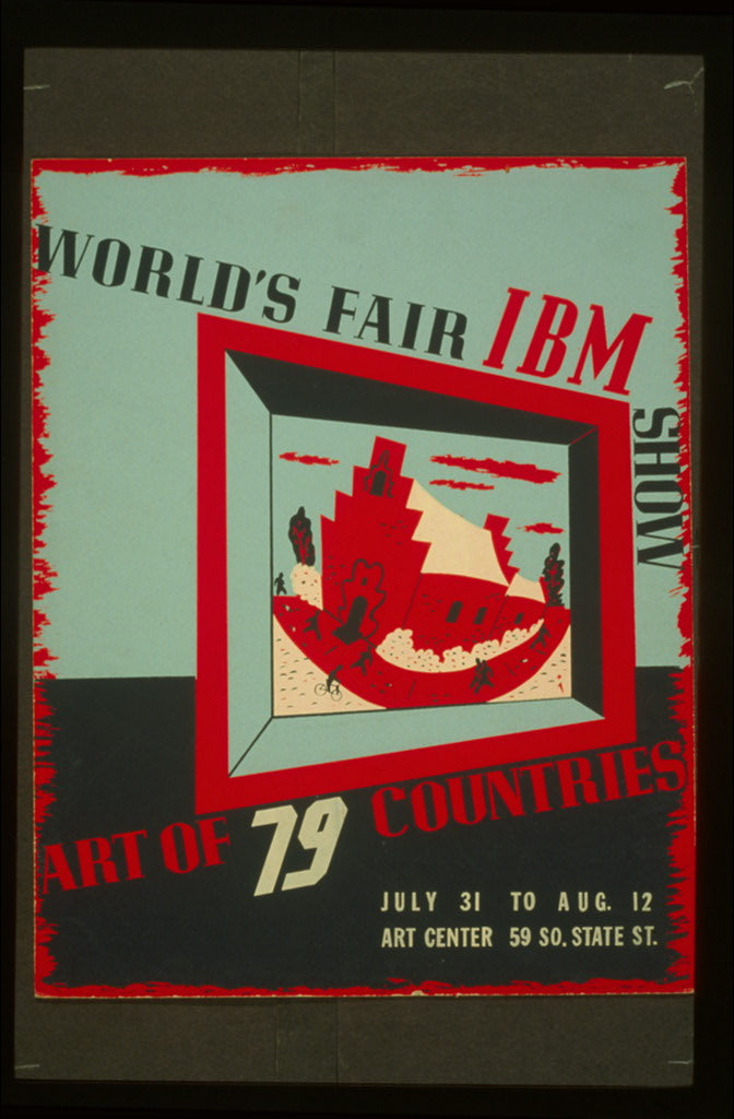 A picture of World's fair IBM show Art of 79 countries.