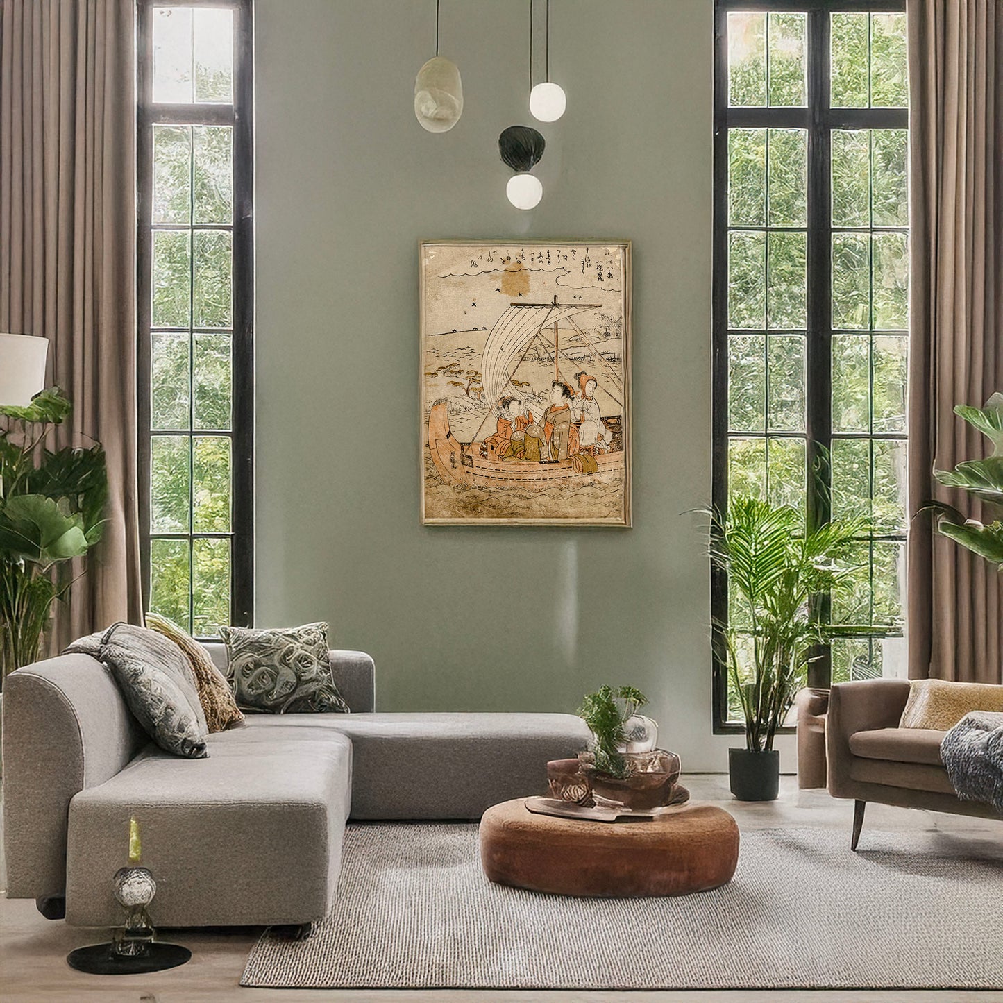 A picture of Yabase no kihan, a mockup of the print leaning against a wall