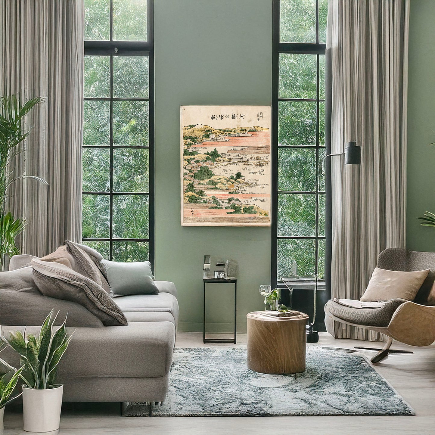 A picture of Yabase no kihan, a mockup of the print leaning against a wall
