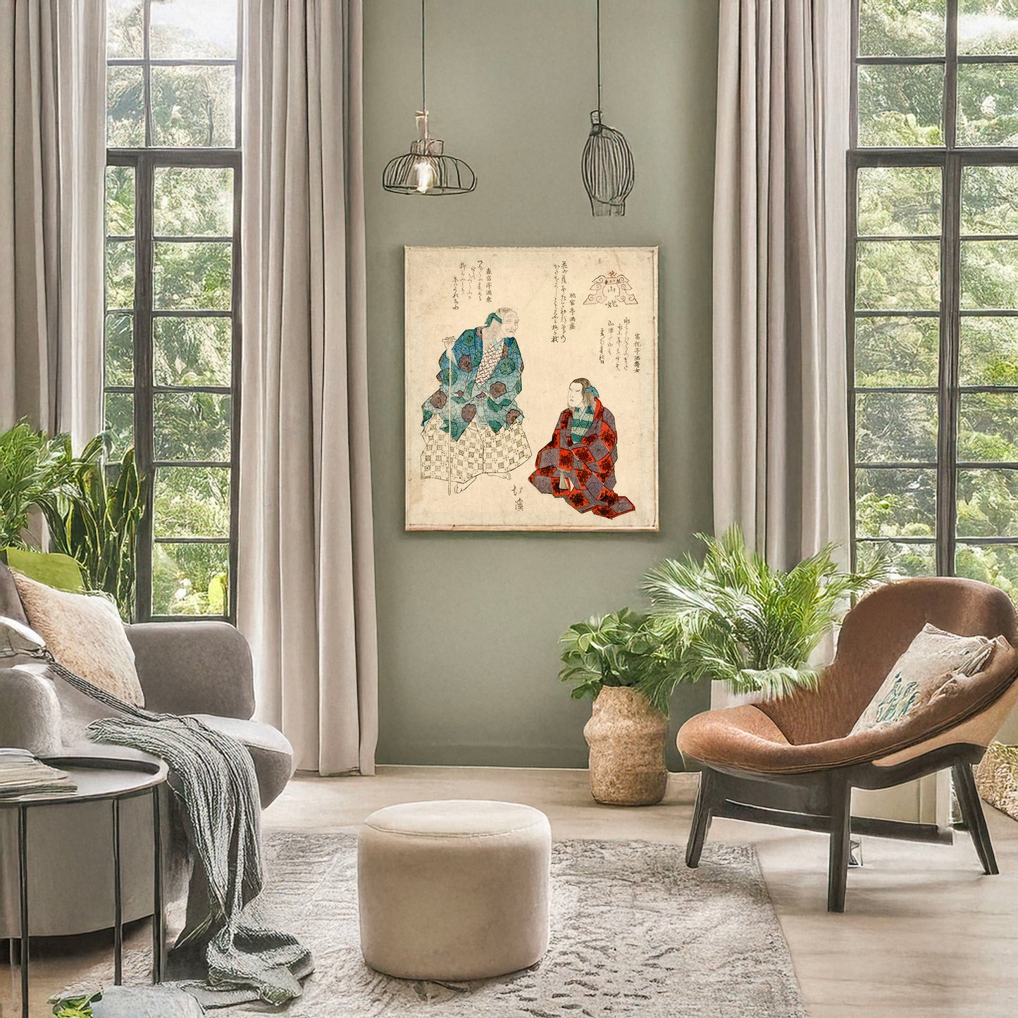 A picture of Yamauba, a mockup of the print leaning against a wall