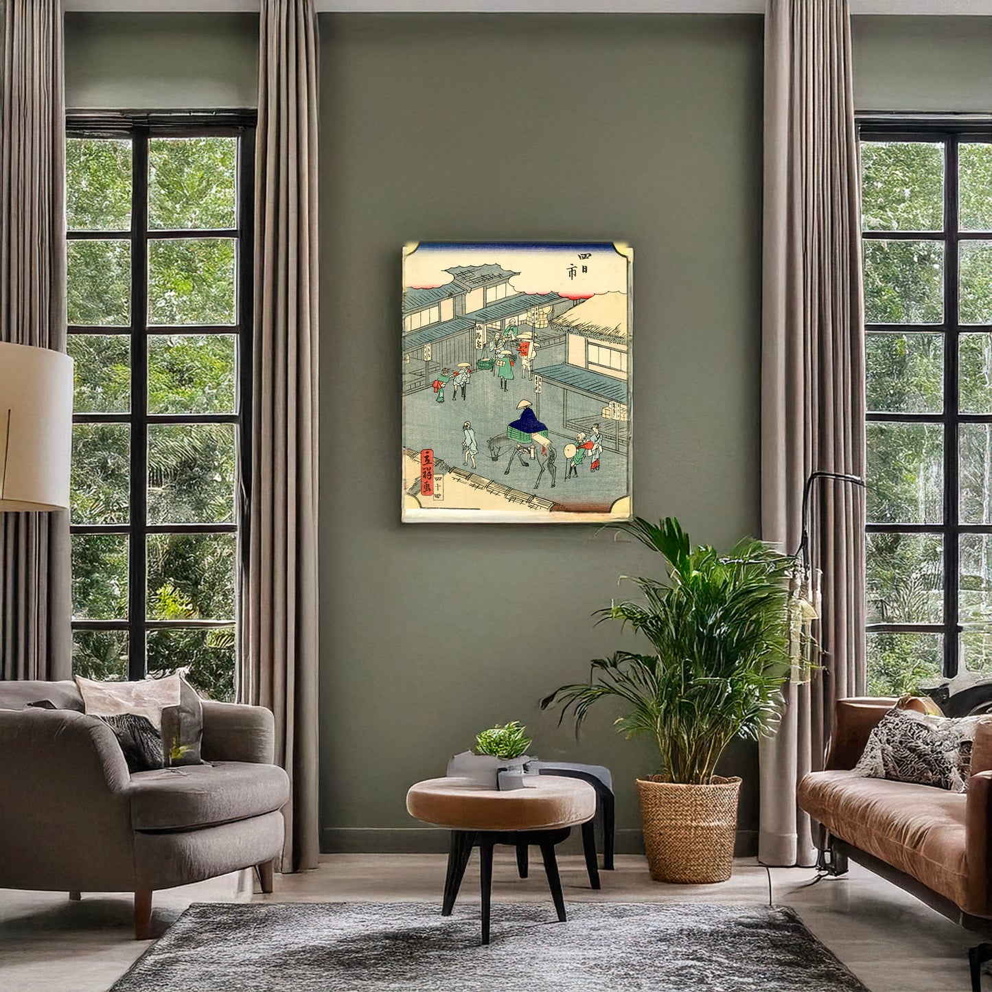 A picture of Yokkaichi, a mockup of the print leaning against a wall