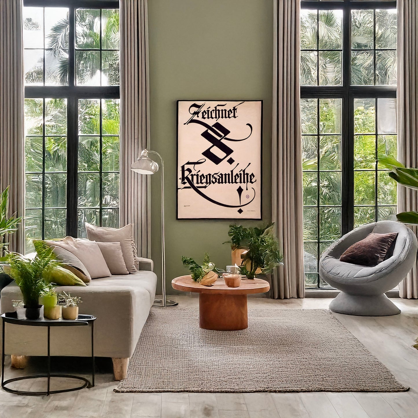 A picture of Zeichnet 8. Kriegsanleihe, a mockup of the print leaning against a wall