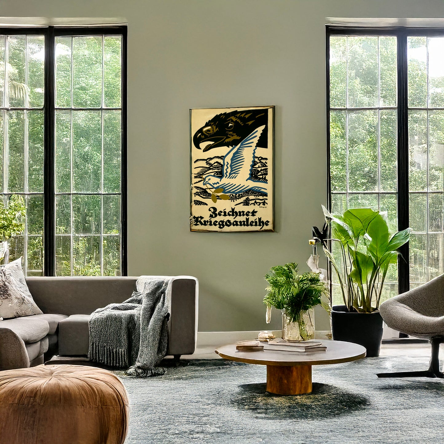 A picture of Zeichnet Kriegsanleihe, a mockup of the print leaning against a wall