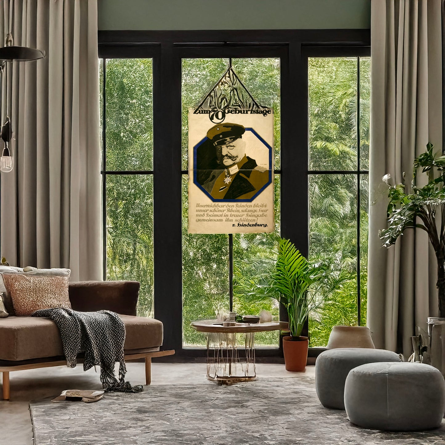 A picture of Zum 70. Geburtstage, a mockup of the print leaning against a wall