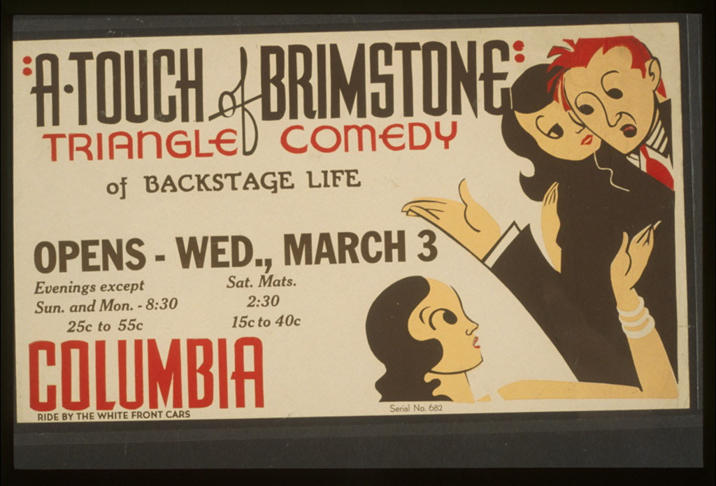 A picture of "A touch of brimstone" - triangle comedy of backstage life