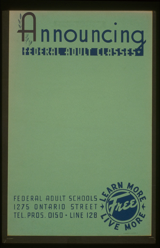 A picture of Announcing federal adult classes Learn more - live more.