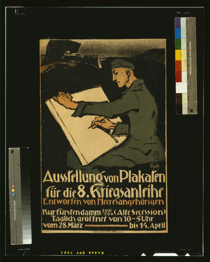 A picture of Ausstellung von Plakaten für die 8. Kriegsanleihe entworfen von Heeresangehörigen ...