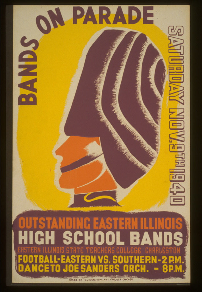 A picture of Bands on parade outstanding eastern Illinois high school bands.