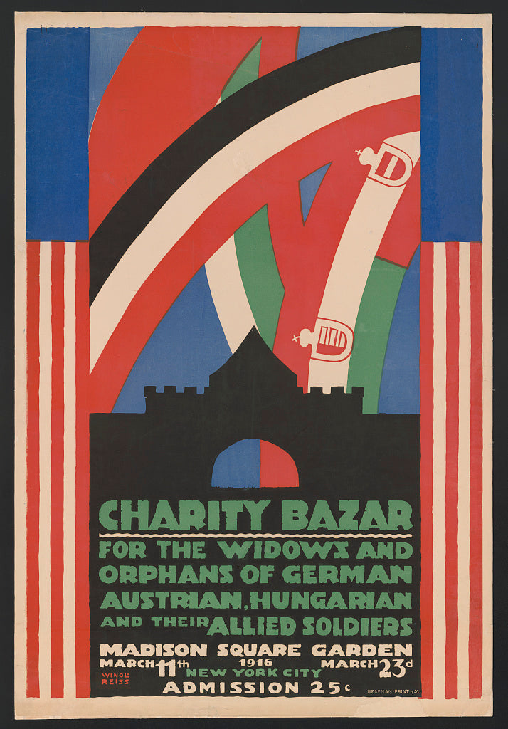 A picture of Charity bazar i.e., bazaar for the widows and orphans of German, Austrian, Hungarian and their allied soldiers