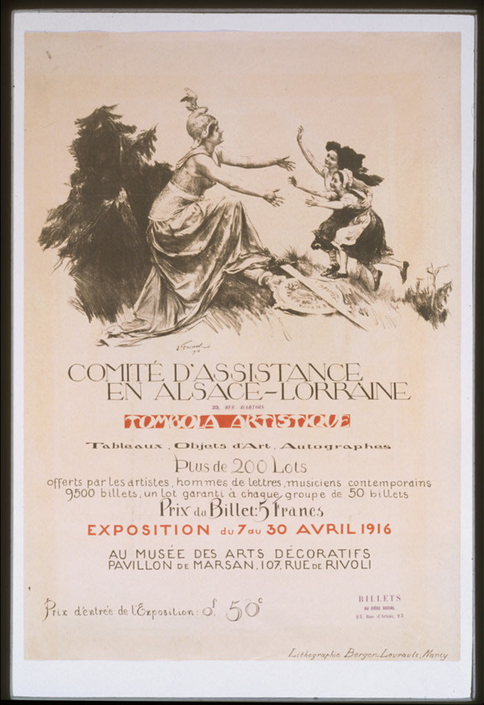 A picture of Comité d'assistance en Alsace-Lorraine. Tombola artistique. Exposition du 7 au 30 avril 1916 au Musée des Arts Décoratifs