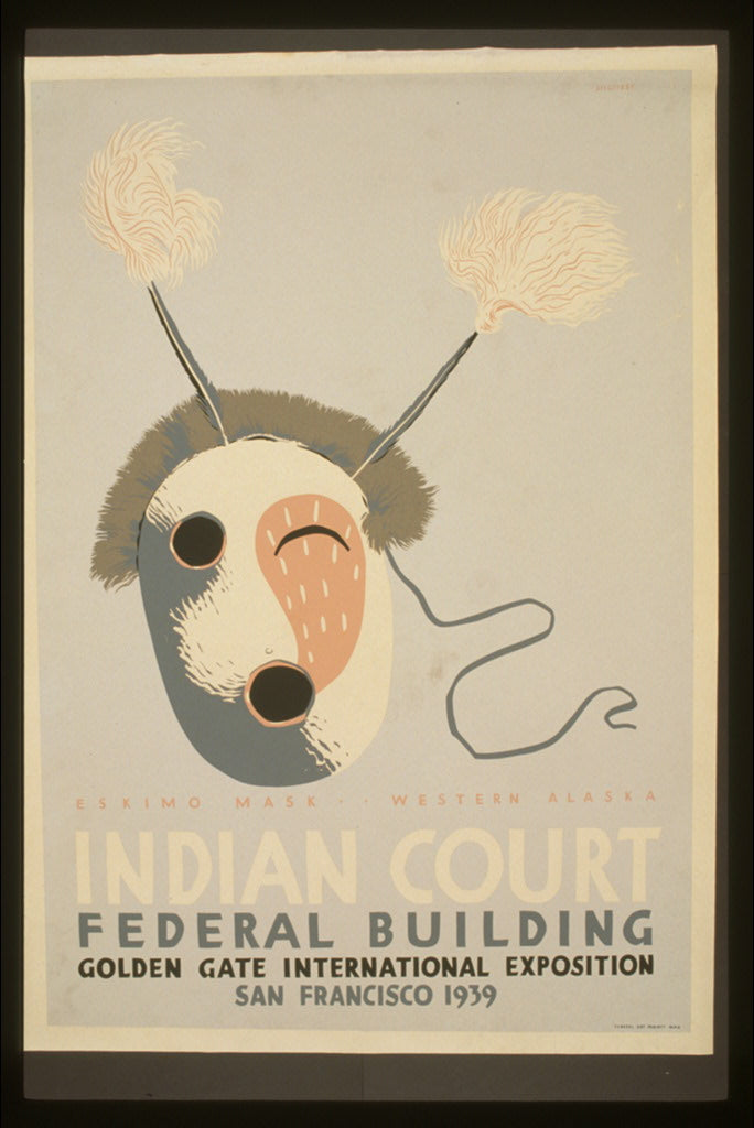 A picture of Indian court, Federal Building, Golden Gate International Exposition, San Francisco, 1939 Eskimo mask, western Alaska/