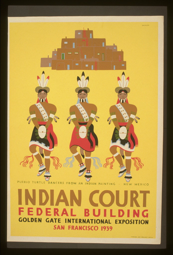 A picture of Indian court, Federal Building, Golden Gate International Exposition, San Francisco, 1939 Pueblo turtle dancers from an Indian painting, New Mexico /