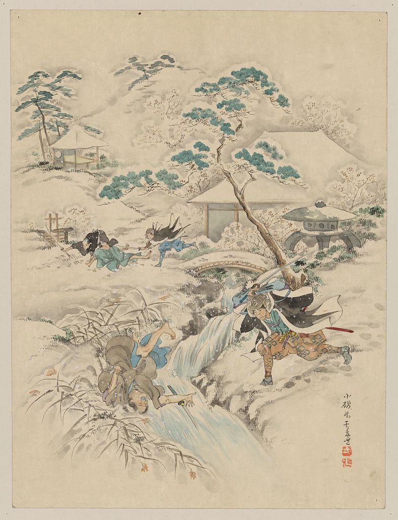 A picture of Jūichidanme - act eleven of the Chūshingura - searching the grounds