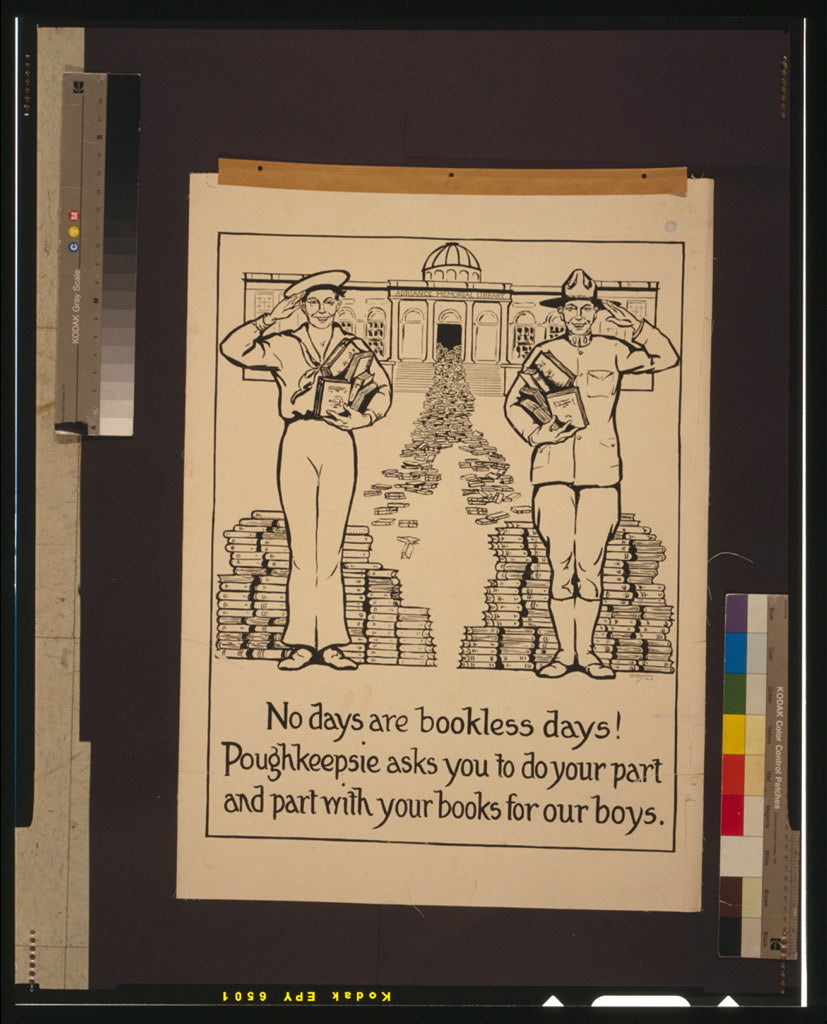 A picture of No days are bookless days! Poughkeepsie asks you to do your part and part with your books for our boys