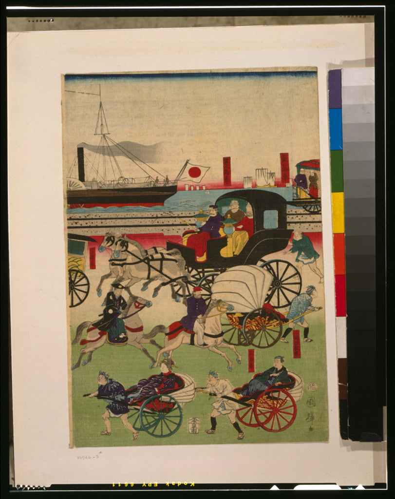 A picture of Tōkyō Takanawa ōrai kuruma zukushi yukiai no zu