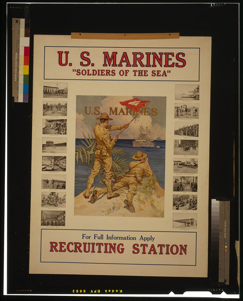 A picture of U.S. Marines "Soldiers of the sea" - For full information apply recruiting station